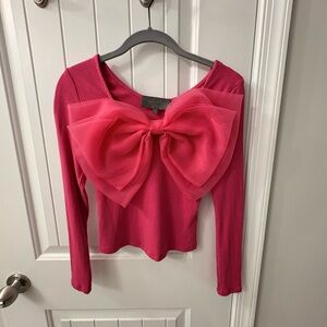 Chic Pink Bow Detail Blouse